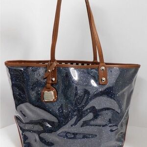 Henri Bendel RARE Blue Luxury Sparkle Glitter Tote